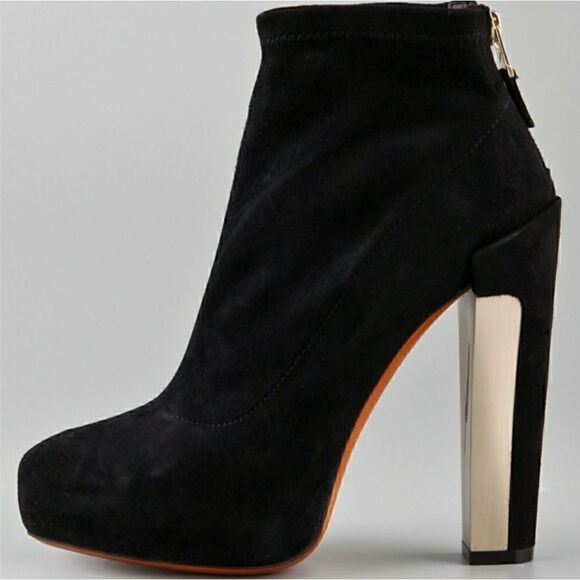 Brian Atwood suede black heeled boots 9 - Picture 1 of 9